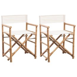 Folding Director's Chair 2 pcs Bamboo and Canvas