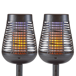 Solar Insect Killer Torch with LED Flame Effect, Black Torch, Area Bug Zapper, 2 Pack