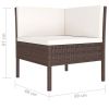 6 Piece Patio Lounge Set with Cushions Poly Rattan Brown