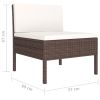 6 Piece Patio Lounge Set with Cushions Poly Rattan Brown