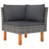 4 Piece Patio Lounge Set with Cushions Poly Rattan Gray