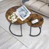 YSSOA Coffee 2 in 1 Sofa Side Round Nest Tables; Wood