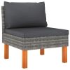 4 Piece Patio Lounge Set with Cushions Poly Rattan Gray