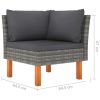 4 Piece Patio Lounge Set with Cushions Poly Rattan Gray