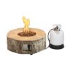 28'' Ore Powder 30; 000 BTU Exterior Faux Stone Propane Fire Pit with Water Proof Cover and Lava Rock