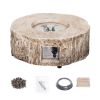 28'' Ore Powder 30; 000 BTU Exterior Faux Stone Propane Fire Pit with Water Proof Cover and Lava Rock