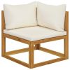 8 Piece Patio Lounge Set with Cushion Cream Solid Acacia Wood