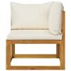 8 Piece Patio Lounge Set with Cushion Cream Solid Acacia Wood