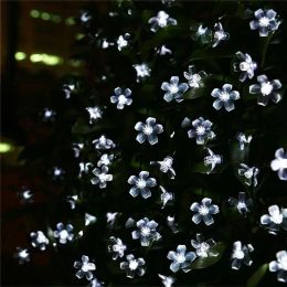 Solar Sakura Small Lantern String Light Outdoor Waterproof Courtyard Arrangement (Option: White-Solar 7meters 50lights)