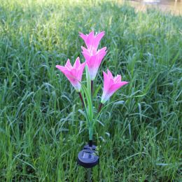 Solar Lily Colorful LED Artificial Lantern (Option: Light pink)