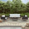 4 Piece Patio Lounge Set with Cushions Poly Rattan Black