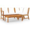 4 Piece Patio Lounge Set with Cushion Cream Solid Acacia Wood