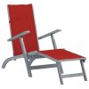 Patio Deck Chair with Footrest and Cushion Solid Acacia Wood