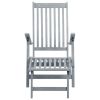 Patio Deck Chair with Footrest and Cushion Solid Acacia Wood
