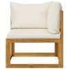 6 Piece Patio Lounge Set with Cushion Cream Solid Acacia Wood