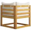 6 Piece Patio Lounge Set with Cushion Cream Solid Acacia Wood