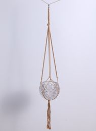 Gardening Green Woven Rack Flower Pot Net Pocket (Option: Brown Cotton String-122cm)